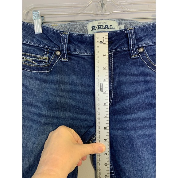 Ariat REAL Denim Women Bootcut Jeans Medium Wash Size 31L Embellished Pockets - Picture 8 of 15